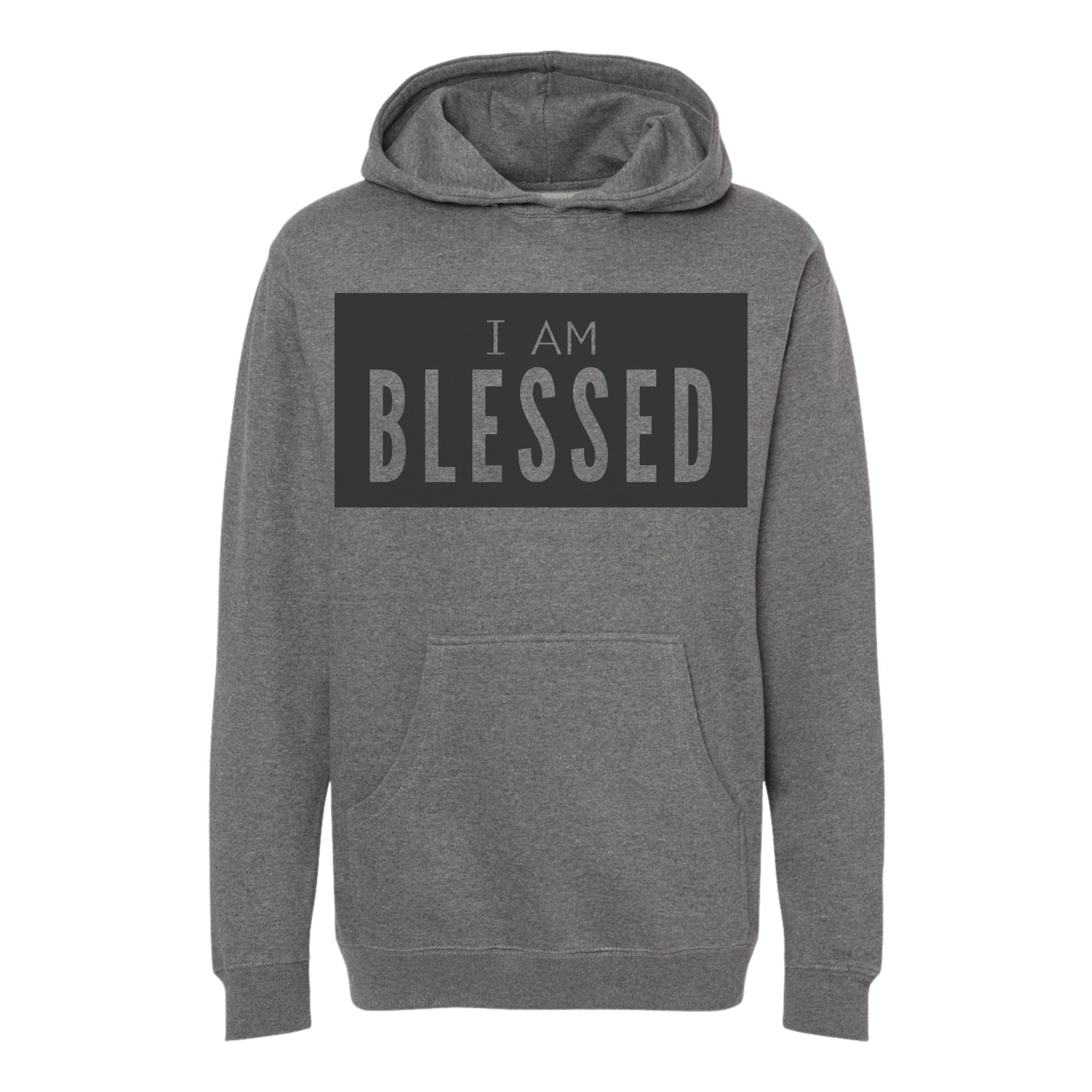 GREY BOXED BLESSED HOODIE - IAMLUVbyV